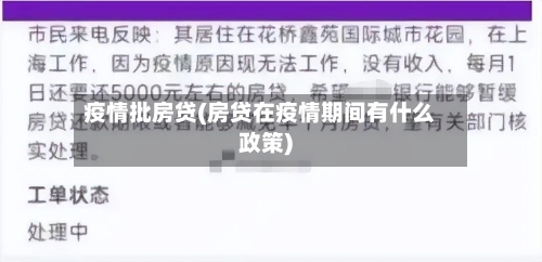 疫情批房贷(房贷在疫情期间有什么政策)
